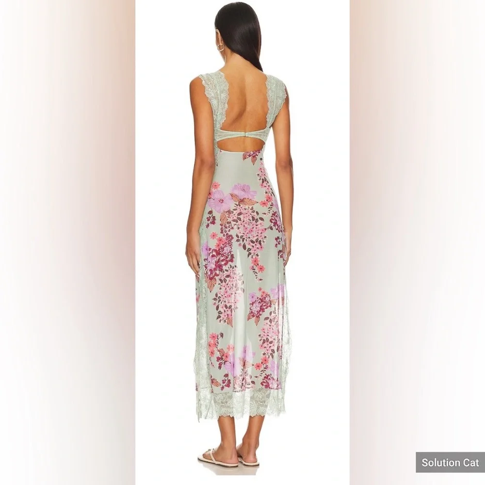 x Intimately FP Suddenly Fine Maxi Slip Dress In Sage Combo - XS - Picture 3 of 6